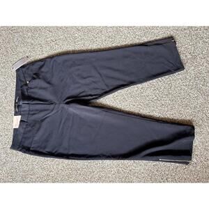 Ivanka Trump Women's Straight Cropped Length Black Pants Gold Zippers Size 12